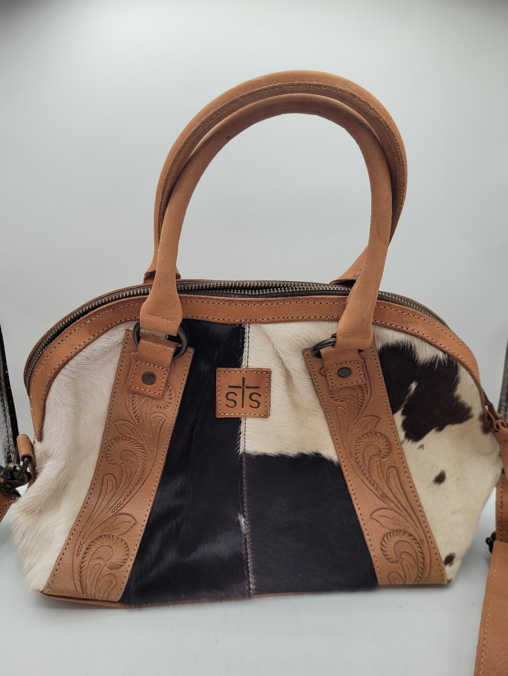 STS Ranchwear Yipee Kiyay Sansa Satchel Cowhide With Tooled Leather